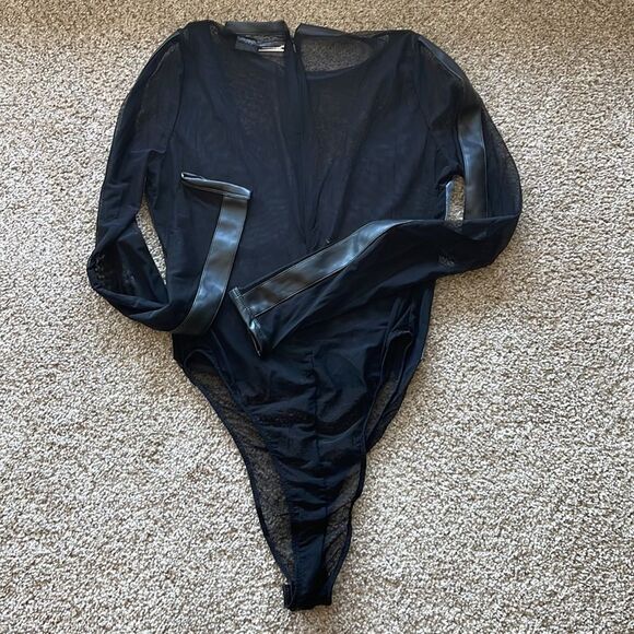 MANIÉRE DE VOIR DENIM CORSET MESH BODYSUIT - Picture 13 of 13